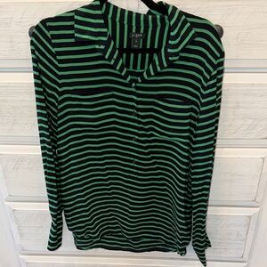 J. Crew Black and Green Striped Button-Down Shirt